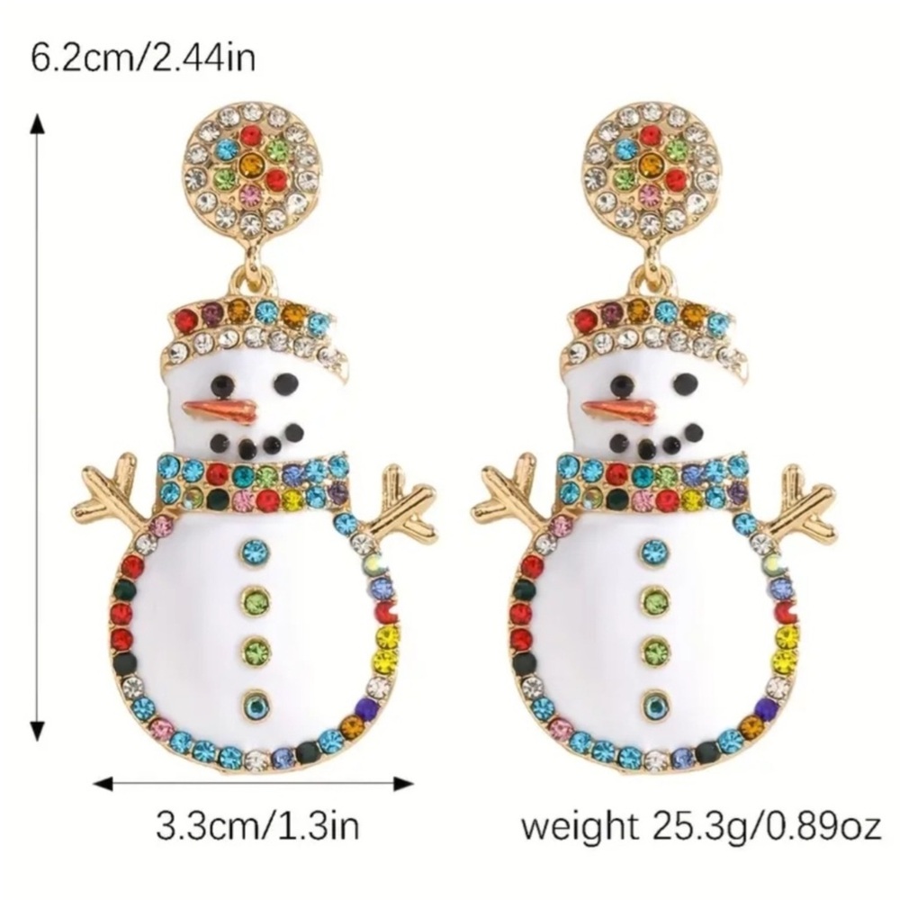 Colorful Snowman Dangle Earrings - Picture 3 of 4